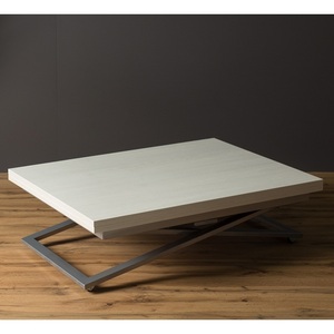 Изображение товара Стол-трансформер на колесах подъемно-раскладной (раскрытая книга) Левмар Compact D36/S59 (дуб анкор светлый/серебро) Levmar (прямоугольная столешница, 2 ножки)