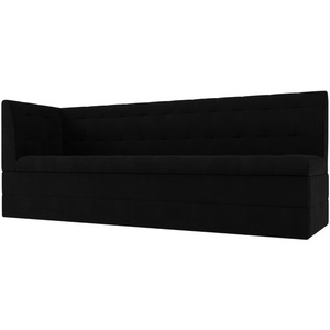 Изображение товара Кухонный диван Бриз с левым углом (микровельвет черный) Лига Диванов 100382L