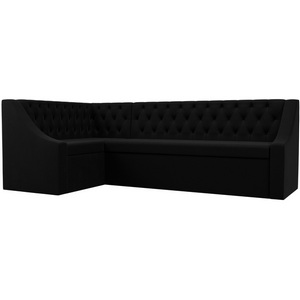 Изображение товара Кухонный угловой диван Мерлин левый (микровельвет черный) Лига Диванов 100454L