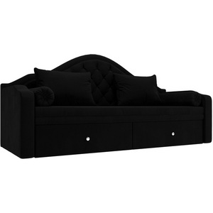 Изображение товара Прямой диван софа Сойер (микровельвет черный) Лига Диванов 100572