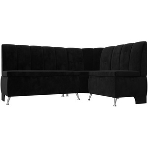 Изображение товара Кухонный угловой диван Кантри правый (велюр черный) Лига Диванов 106845