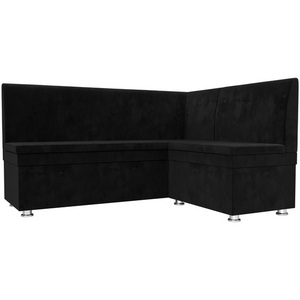 Изображение товара Кухонный угловой диван Уют правый (велюр черный) Лига Диванов 109628