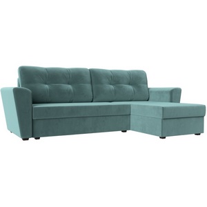 Изображение товара Угловой диван Амстердам лайт правый (Велюр бирюзовый) Лига Диванов 112449