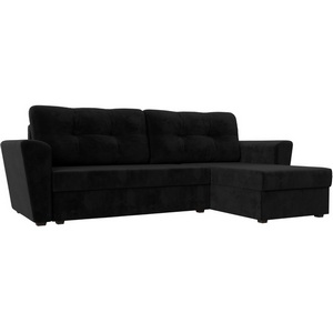 Изображение товара Угловой диван Амстердам лайт правый (велюр черный) Лига Диванов 112455