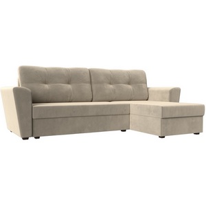 Изображение товара Угловой диван Амстердам лайт правый (микровельвет бежевый) Лига Диванов 112456