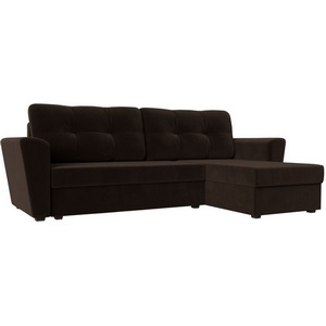 Изображение товара Угловой диван Амстердам лайт правый (микровельвет коричневый) Лига Диванов 112461