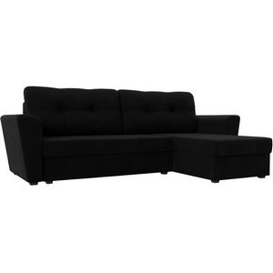 Изображение товара Угловой диван Амстердам лайт правый (микровельвет черный) Лига Диванов 112464