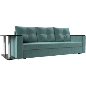 Изображение товара Диван прямой Атланта лайт со столом левый (Велюр бирюзовый) Лига Диванов 112471