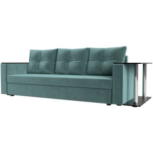 Изображение товара Диван прямой Атланта Лайт со столом справа (Велюр/Бирюзовый) Лига Диванов 112471R