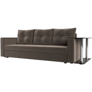 Изображение товара Диван прямой Атланта Лайт со столом справа (Велюр/Коричневый) Лига Диванов 112474R