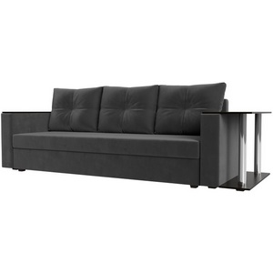 Изображение товара Диван прямой Атланта Лайт со столом справа (Велюр/Серый) Лига Диванов 112475R