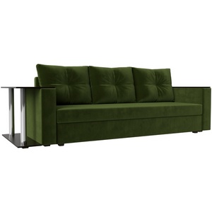 Изображение товара Диван прямой Атланта лайт со столом левый (микровельвет зеленый) Лига Диванов 112481