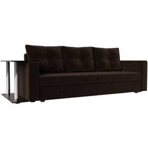 Изображение товара Диван прямой Атланта лайт со столом левый (микровельвет коричневый) Лига Диванов 112483