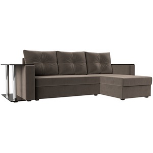 Изображение товара Угловой диван Атланта лайт правый (велюр коричневый) Лига Диванов 112496