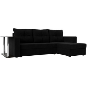Изображение товара Угловой диван Атланта лайт правый (микровельвет черный) Лига Диванов 112508