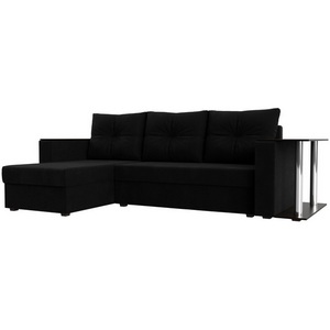 Изображение товара Угловой диван Атланта лайт левый (микровельвет черный) Лига Диванов 112508L