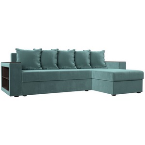 Изображение товара Угловой диван Дубай Лайт правый угол (Велюр бирюзовый) Лига Диванов 114149