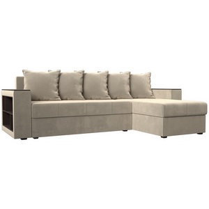 Изображение товара Угловой диван Дубай Лайт правый угол (Микровельвет бежевый) Лига Диванов 114163