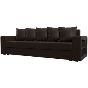 Изображение товара Диван прямой Дубай лайт полки справа (экокожа коричневая) Лига Диванов 114336