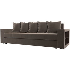 Изображение товара Диван прямой Дубай лайт полки справа (велюр коричневый) Лига Диванов 114366