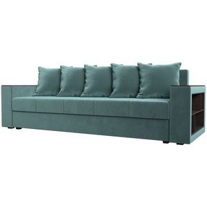 Изображение товара Диван прямой Дубай лайт полки справа (Велюр бирюзовый) Лига Диванов 114367