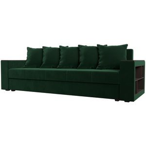 Изображение товара Диван прямой Дубай лайт полки справа (велюр зеленый) Лига Диванов 114368