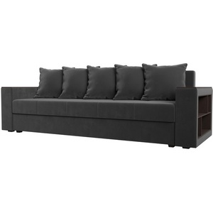 Изображение товара Диван прямой Дубай лайт полки справа (велюр серый) Лига Диванов 114370