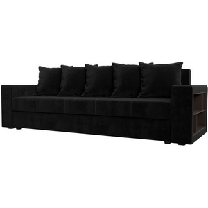 Изображение товара Диван прямой Дубай лайт полки справа (велюр черный) Лига Диванов 114371