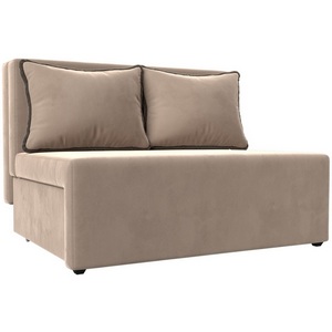 Изображение товара Диван прямой Лагуна (велюр бежевый, кант велюр коричневый) Лига Диванов 114430