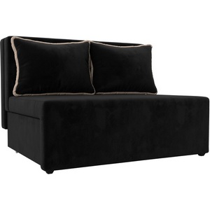 Изображение товара Диван прямой Лагуна (велюр черный, кант велюр бежевый) Лига Диванов 114437