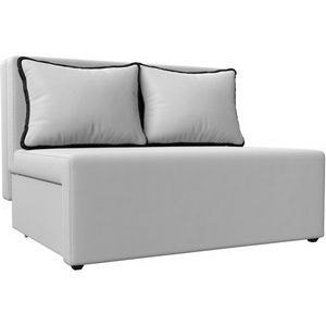 Изображение товара Диван прямой Лагуна (экокожа белая, кант экокожа черная) Лига Диванов 114454