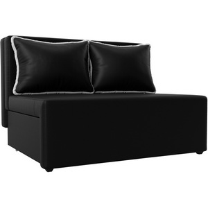 Изображение товара Диван прямой Лагуна (экокожа черная, кант экокожа белая) Лига Диванов 114456