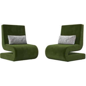 Изображение товара Кресло Волна (микровельвет зеленый, подушки велюр серый с узором) Лига Диванов 115671