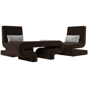 Изображение товара Волна набор 3 - стол, 2 кресла (микровельвет коричневый) Лига Диванов 115715