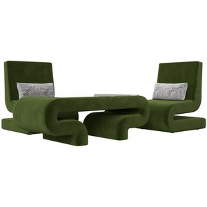 Изображение товара Волна набор 3 - стол, 2 кресла (микровельвет зеленый) Лига Диванов 115719