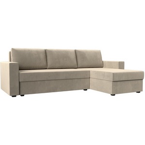 Изображение товара Угловой диван Траумберг Лайт правый угол (Микровельвет/Бежевый) Лига Диванов 117130