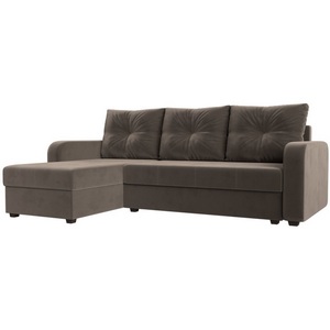 Изображение товара Угловой диван Ливерпуль Лайт левый угол (Велюр/Коричневый) Лига Диванов 117722L