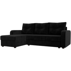 Изображение товара Угловой диван Ливерпуль Лайт левый угол (Велюр/Черный) Лига Диванов 117725L