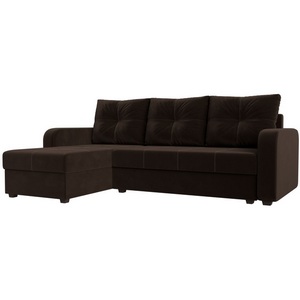 Изображение товара Угловой диван Ливерпуль Лайт левый угол (Микровельвет/Коричневый) Лига Диванов 117731L
