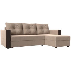 Изображение товара Угловой диван Валенсия Лайт правый угол (Велюр/Бежевый) Лига Диванов 117744