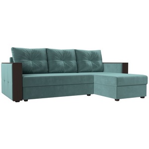 Изображение товара Угловой диван Валенсия Лайт правый угол (Велюр/Бирюзовый) Лига Диванов 117745