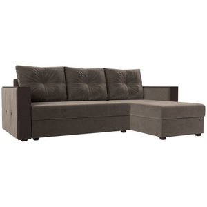 Изображение товара Угловой диван Валенсия Лайт правый угол (Велюр/Коричневый) Лига Диванов 117748