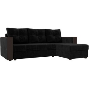 Изображение товара Угловой диван Валенсия Лайт правый угол (Велюр/Черный) Лига Диванов 117751