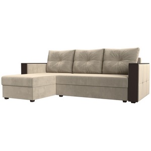 Изображение товара Угловой диван Валенсия Лайт левый угол (Микровельвет/Бежевый) Лига Диванов 117752L
