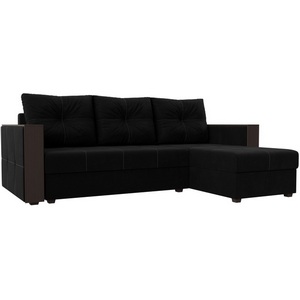 Изображение товара Угловой диван Валенсия Лайт правый угол (Микровельвет/Черный) Лига Диванов 117760