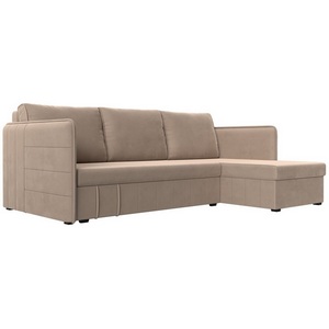 Изображение товара Угловой диван Слим правый угол (Велюр/Бежевый) Лига Диванов 119965