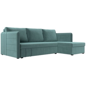 Изображение товара Угловой диван Слим правый угол (Велюр/Бирюзовый) Лига Диванов 119967