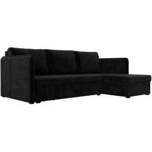 Изображение товара Угловой диван Слим правый угол (Велюр/Черный) Лига Диванов 119972