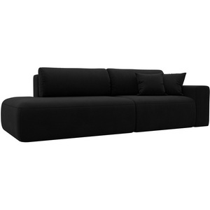 Изображение товара Диван прямой Лига-036 НПБ Модерн подлокотник справа (Черный/Микровельвет) Лига Диванов арт.121331