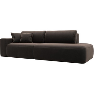 Изображение товара Диван прямой Лига-036 НПБ Модерн подлокотник слева (Коричневый/Велюр) Лига Диванов арт.121343L